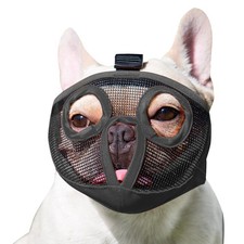 Short Snout Dog Muzzles- Bulldog Muzzle Breathable M  Head 11.1-17"  , Black