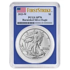 2023-W Burnished $1 American Silver Eagle PCGS SP70 FS Flag Label Blue Frame