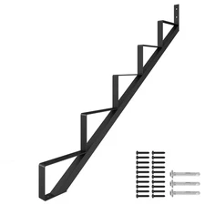 Steel Stair Riser 5 Step Stair Stringer for Deck Height 43in,Powder Coated Bl...