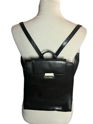 Mandarina Duck Vintage Leather Backpack Black Structured Lined Bag