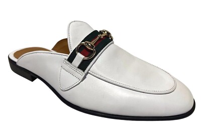 Sigotto Uomo Mens White Leather Backless Mules Sandals 6172  display picture 1