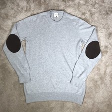 Bolger Mens Size Medium Grey Wool Blend Elbow Patch Jumper Sweater Pullover