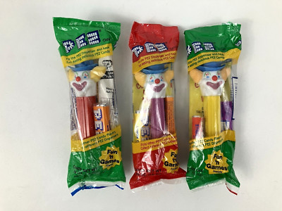 Lot of 3 PEZ Dispensers Clown Peter PEZ  B  (1993) Logo on Hat New in Cello