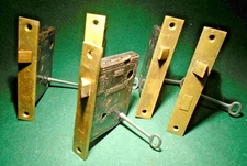 ONE 1870 CORBIN MORTISE LOCK w/KEY - 5  5/8" BRASS FACEPLATE RESTORED (16030)