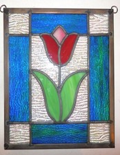 Multi Colored Tulip- Stained glass art - stained glass window hangings - Custom