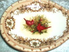 Vintage Cracker Barrel Woodland Cardinal Bird Susan Winget Stoneware Spoon Rest