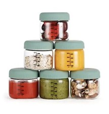 haakaa High Borosilicate Glass Baby Food Storage Jars with Silicone Lid-6 Set
