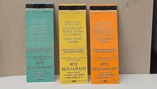 Vintage Matchbook Covers Set 3 Ritz Restaurant Jamestown New York NY 1950s Lot
