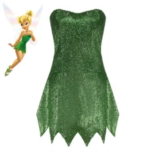 Pixie Tinker Bell Halloween Princess Cosplay Dress Tinkerbell Costume WXCTEAM
