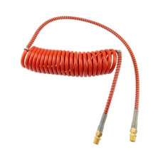 20' RED COIL COILED AIR LINE HOSE - TRAILER BRAKE - 1/2" Fittings