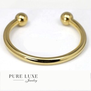 Authentic Men's Stainless Steel 7" Round Cuff Bracelet Gold plated Box