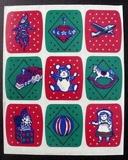 VINTAGE 1988 CARLTON CARDS OLD TIME CHRISTMAS TOYS 9 STICKERS 1 SHEET
