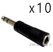 10 Pack Lot 1/4" Male Stereo Plug to 1/4" 6.35mm Mono Female Jack Audio Adapter