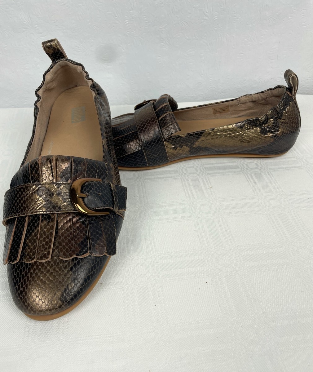 Fitflop Allegro Frankie Bronze Metallic Snake Embossed Ballet Flats US  EU 41