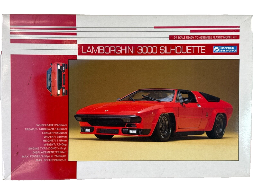 Gunze Sangyo Lamborghini 3000 Silhouette 1:24 Scale Model Kit Motorized #GS30