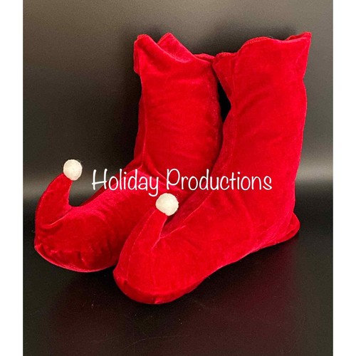 Burgundy Velvet Adult Elf Shoes Costume Santa’s Helper Grinch Christmas Parade - Picture 4 of 4