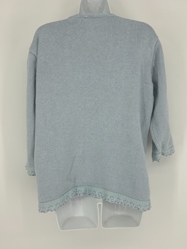 Story Book Knits Blue Multicolored Button Down Cardigan Sweater Women's Size 1X - Picture 10 of 13