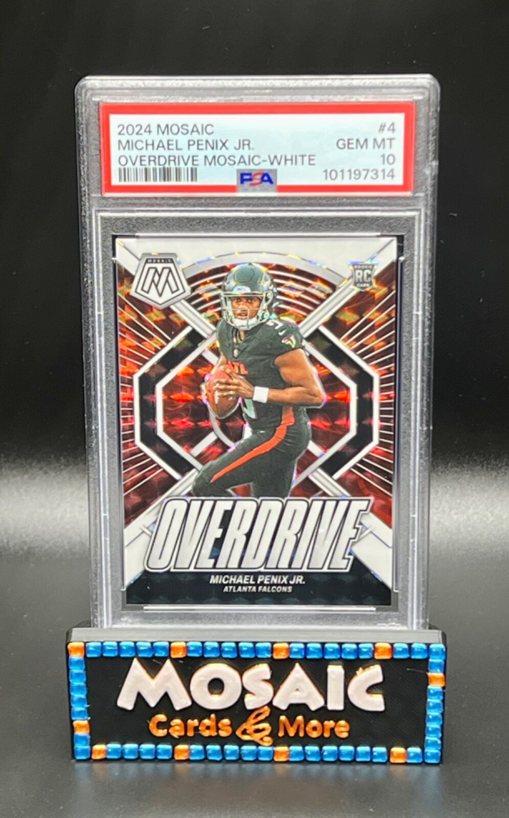 2024 MOSAIC MICHAEL PENIX JR. PSA 10 ROOKIE RC OVERDRIVE $4 WHITE SP /25 FALCONS