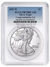 2025 W Silver Eagle $1 Proof Congratulations PCGS PR70DCAM #1