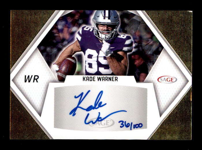 KADE WARNER 2023 SAGE #A-KW2 GOLD ROOKIE AUTOGRAPH AUTO RC #036/100 ...