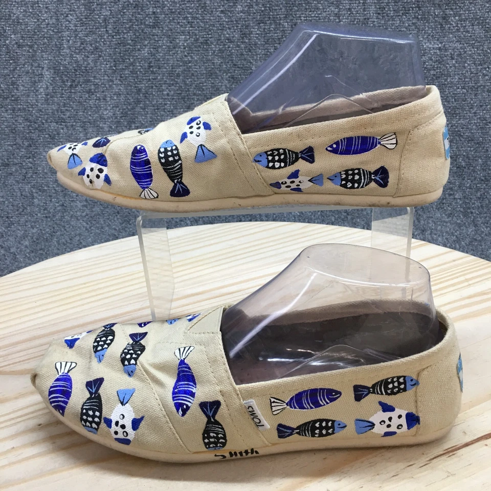 Туфли женские Toms 8,5 классические ручная роспись рыба плоские разноцветные комфортные - Изображение 2 из 4
