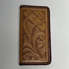 Vintage Leather Checkbook Cover Card Holder FVM