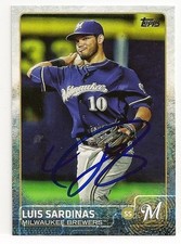 Luis Sardinas Milwaukee Brewers 2015 Topps Update Signed Card
