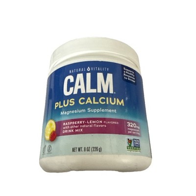 Natural Vitality CALM Magnesium  Drink Mix Plus Calcium Raspberry Lemon 8oz.