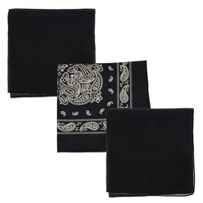 3 PCS Bandanas Set 2 Solid Color 1 Paisley 100% Cotton Head Scarf