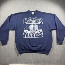 Vintage New York Yankees Sweatshirt Mens XL Navy MLB Baseball Tultex Subway 2000