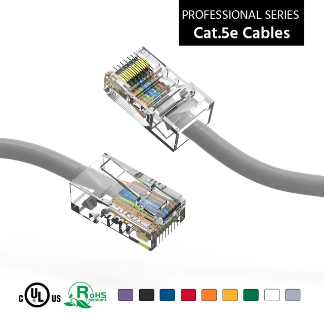 25Ft CAT5E UTP Ethernet Network Non Booted Cable Gray