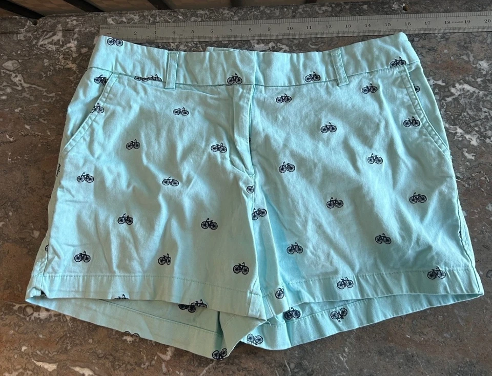 Whimsical Chino Walking Shorts Mint British Khaki Bicycle Women Sz 8 Preppy Golf - Image 3 of 4