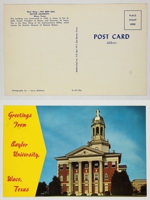 Greetings Waco TX Baylor University Neff Hall 1940 West Wing Strecker Museum 