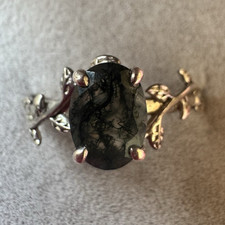 Custom made moss agate engagement/wedding ring size F