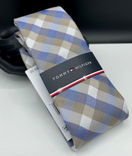 Tommy Hilfiger Men's Silk Blend Tie  Blue  Plaids  Checks  NEW MSRP: 69.50