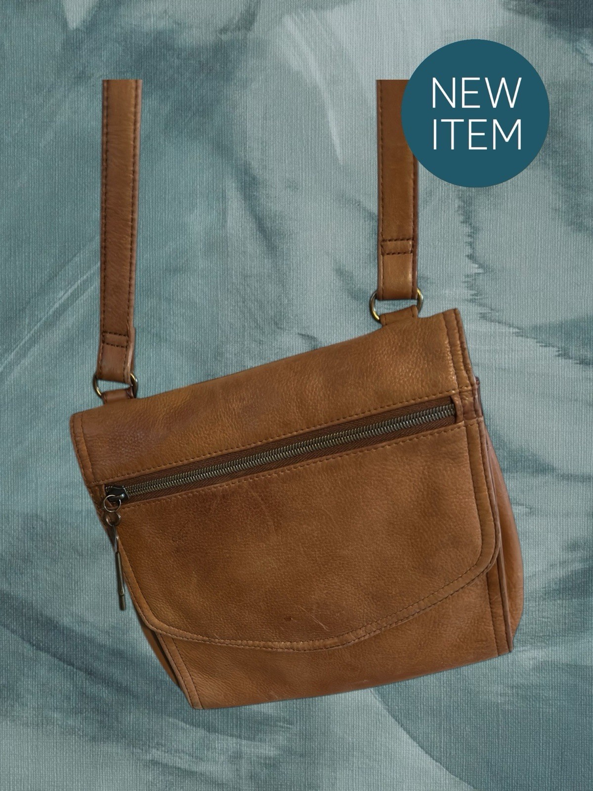 Fossil~Camel Messenger Shoulder Small Leather Cro… - image 7