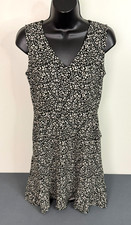 LOFT Women's Leopard Print V-Neck Sleeveless Mini Dress with Pockets Black Sz 0