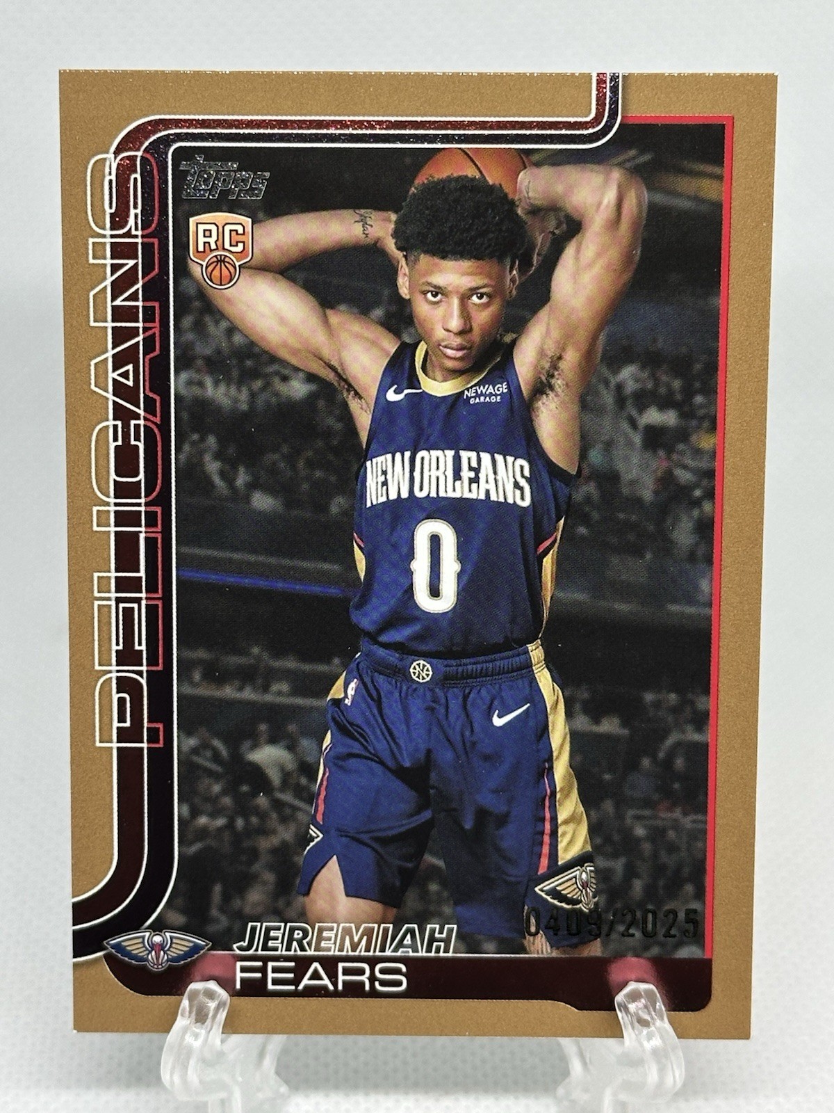 Jeremiah Fears 2025-26 Topps Flagship #207 RC Rookie SP Gold /2025 Pelicans