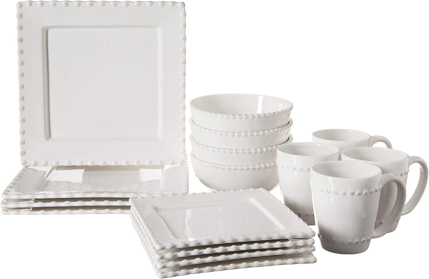 American Atelier 16-Piece Solid White Stone Dinnerware Set