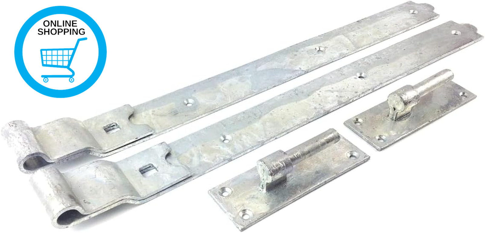 Wyre Direct Garden Shed Door Hinges - Heavy Duty, Cranked Hinge, Galvanised Hook