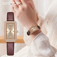 Exquisite square diamond inlaid dial steel strap quartz waterproof women's watch