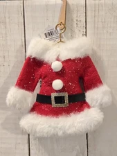 Holiday Time 6" Red & White Fabric Santa Suit Dress Christmas Tree Ornament NEW