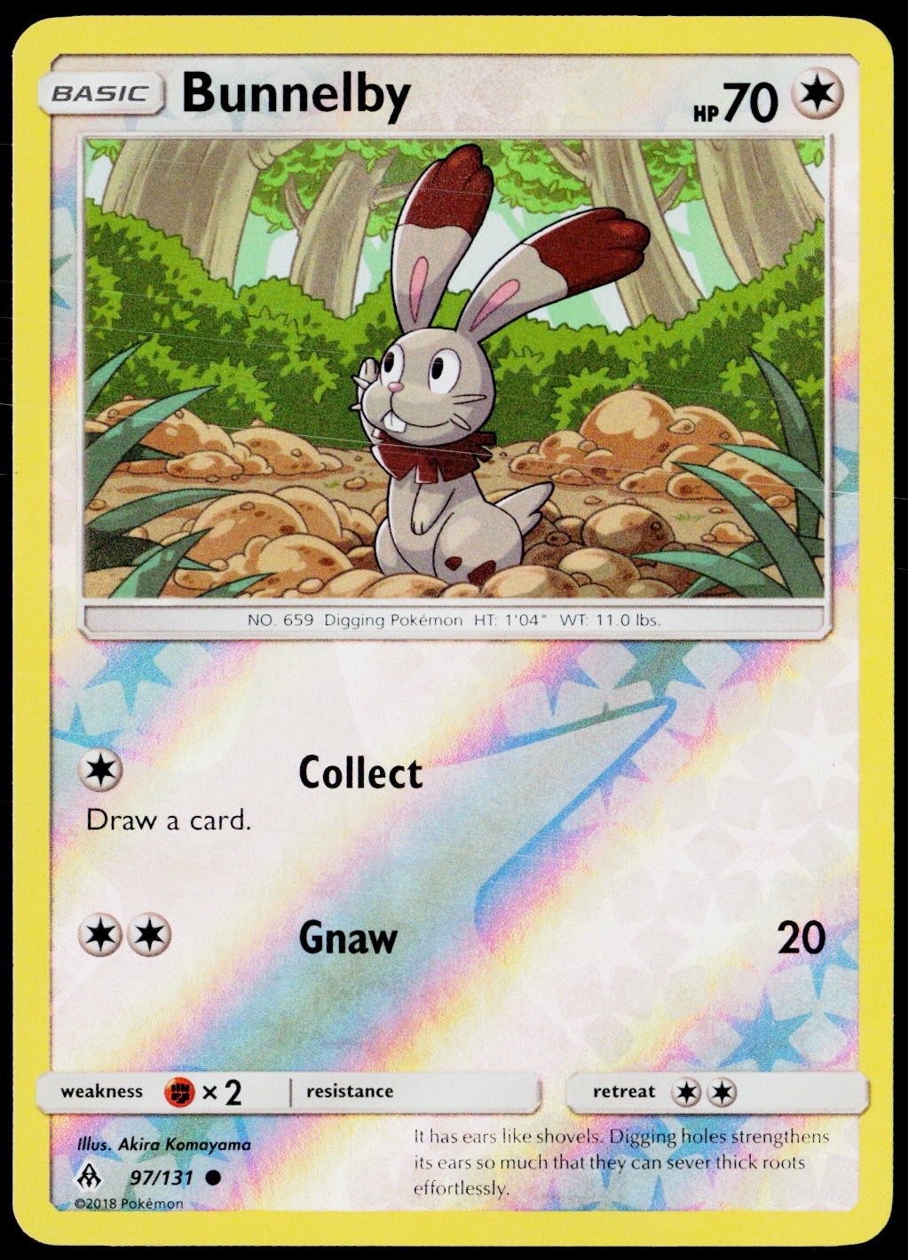 Bunnelby 97/131 Common Forbidden Light Pokemon Reverse Holo Near Mint