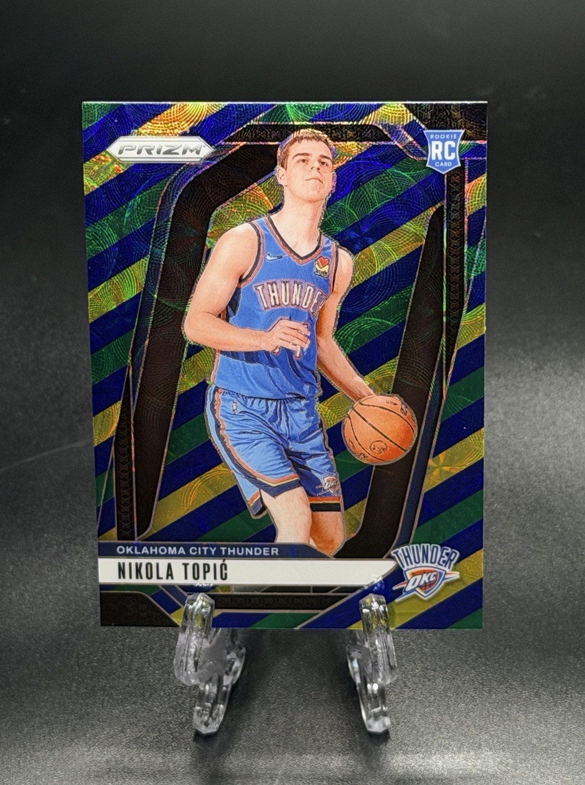 NIKOLA TOPIC 2024-25 PRIZM ROOKIE BLUE YELLOW GREEN CHOICE THUNDER RC #230