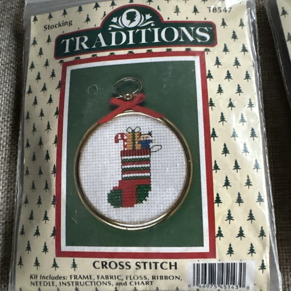 Lot 4 Traditions Cross Stitch Ornament Kits Ducks, Stocking, Rocking Horse, NIP - Image 2 of 4
