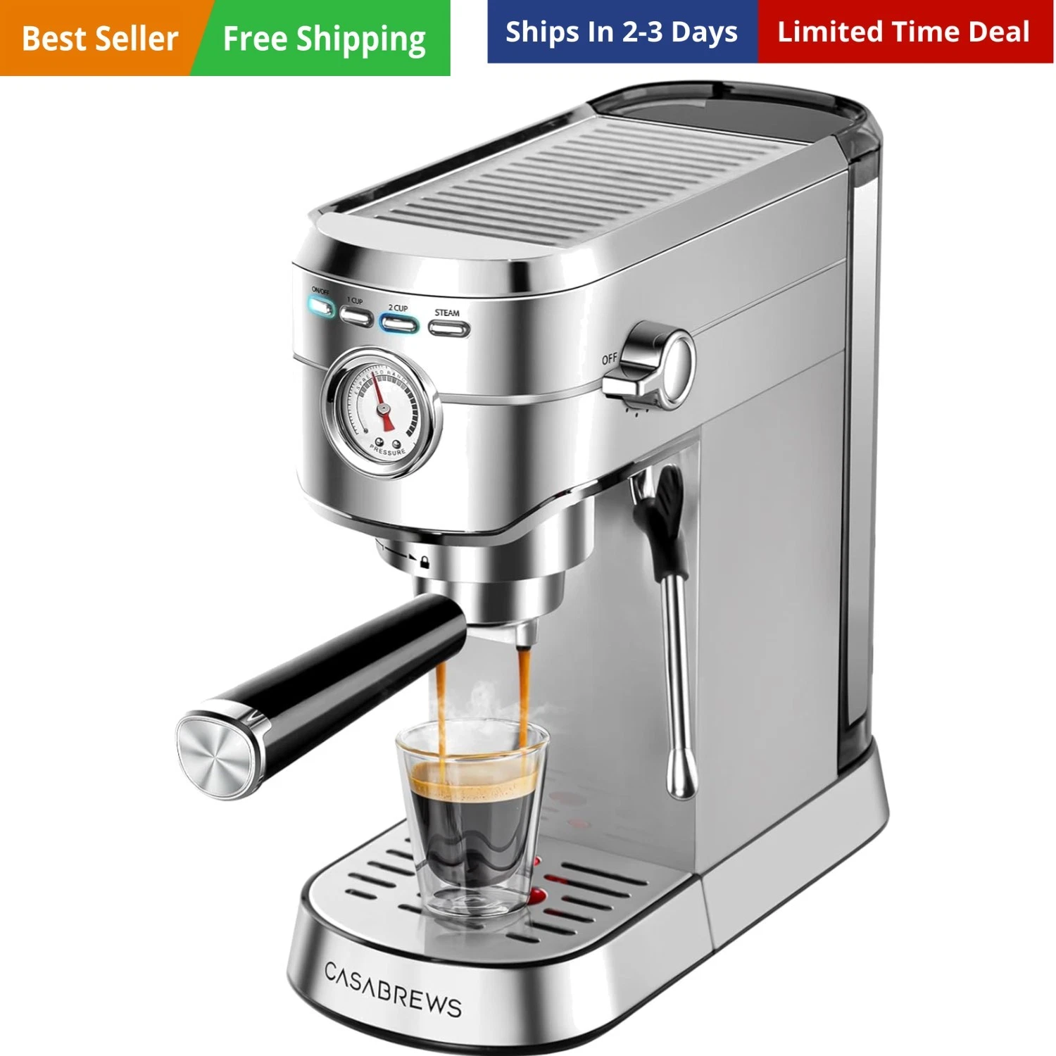 CM5418 Espresso Machine 20 Bar, Compact Espresso Maker with Steam Milk Frothe...
