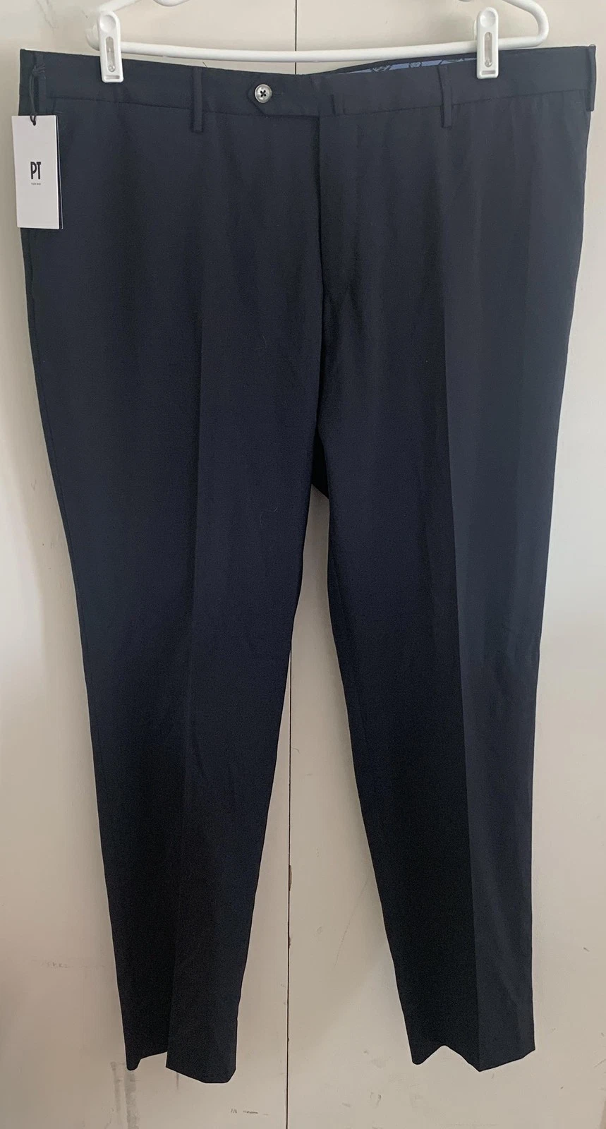 PT Torino Pants Mens 58 Navy Blue Travel Slim Fit Performance Dress Trousers