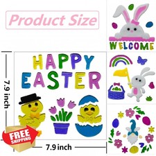 Easter Window Gel Clings 4 Sheets Bunny Chick Egg Reusable Decals