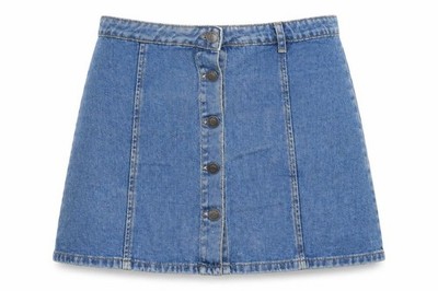 Terranova Damen A-Linien Rock Größe S Blau Freizeit Knopf