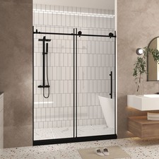 Frameless Shower Door 60 W x 76 H in Shower Sliding Glass Door 1/4“ (6mm) Clear
